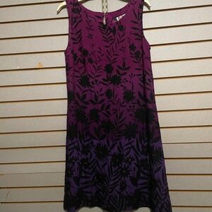 R&K Originals Womens Size 10 Purple Black Floral Ombre Sleeveless Dress